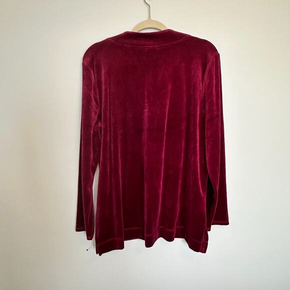 Talbots Womens Luxe Velour Easy V-Neck Tunic Top Size XL Dewberry Cozy Stretch - Picture 8 of 8